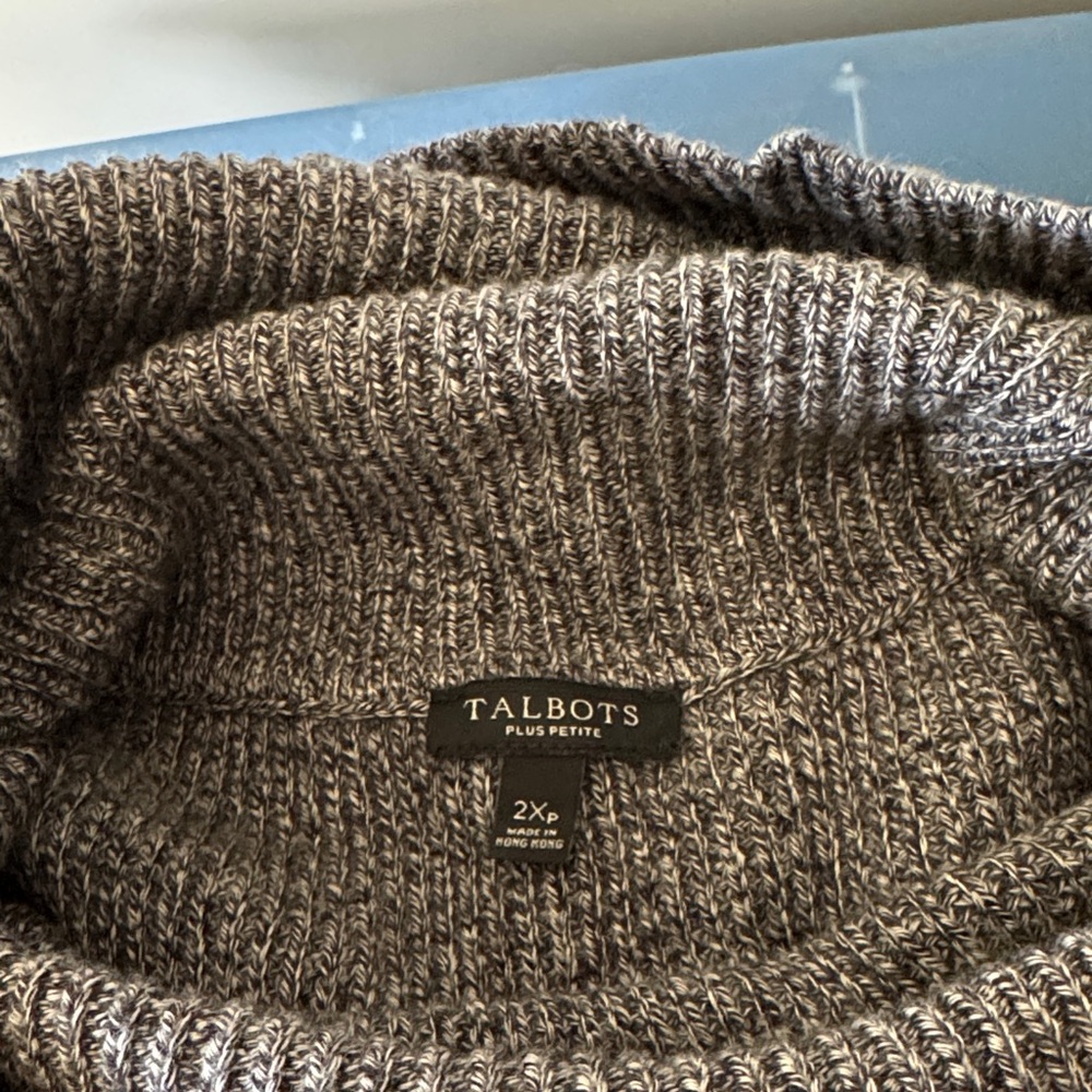 Talbots Charcoal Knit Cowl Neck Sweater